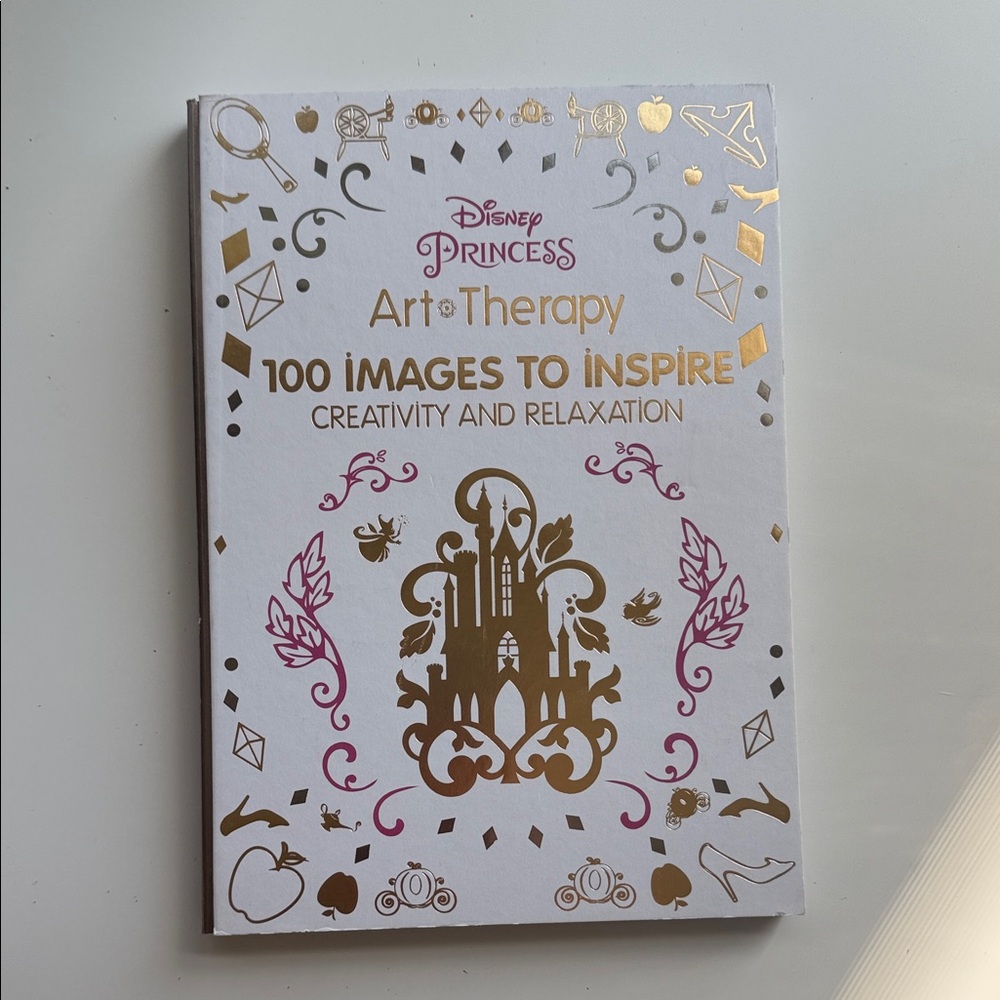 Disney Princess Art Therapy Book with Gold and Pink Accents